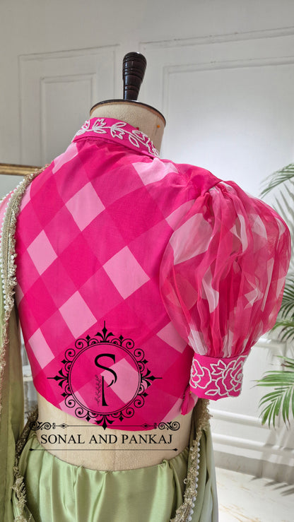 Designer Pink Hand Embroidered Blouse - BL01851