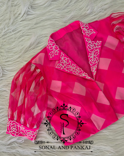 Designer Pink Hand Embroidered Blouse - BL01851