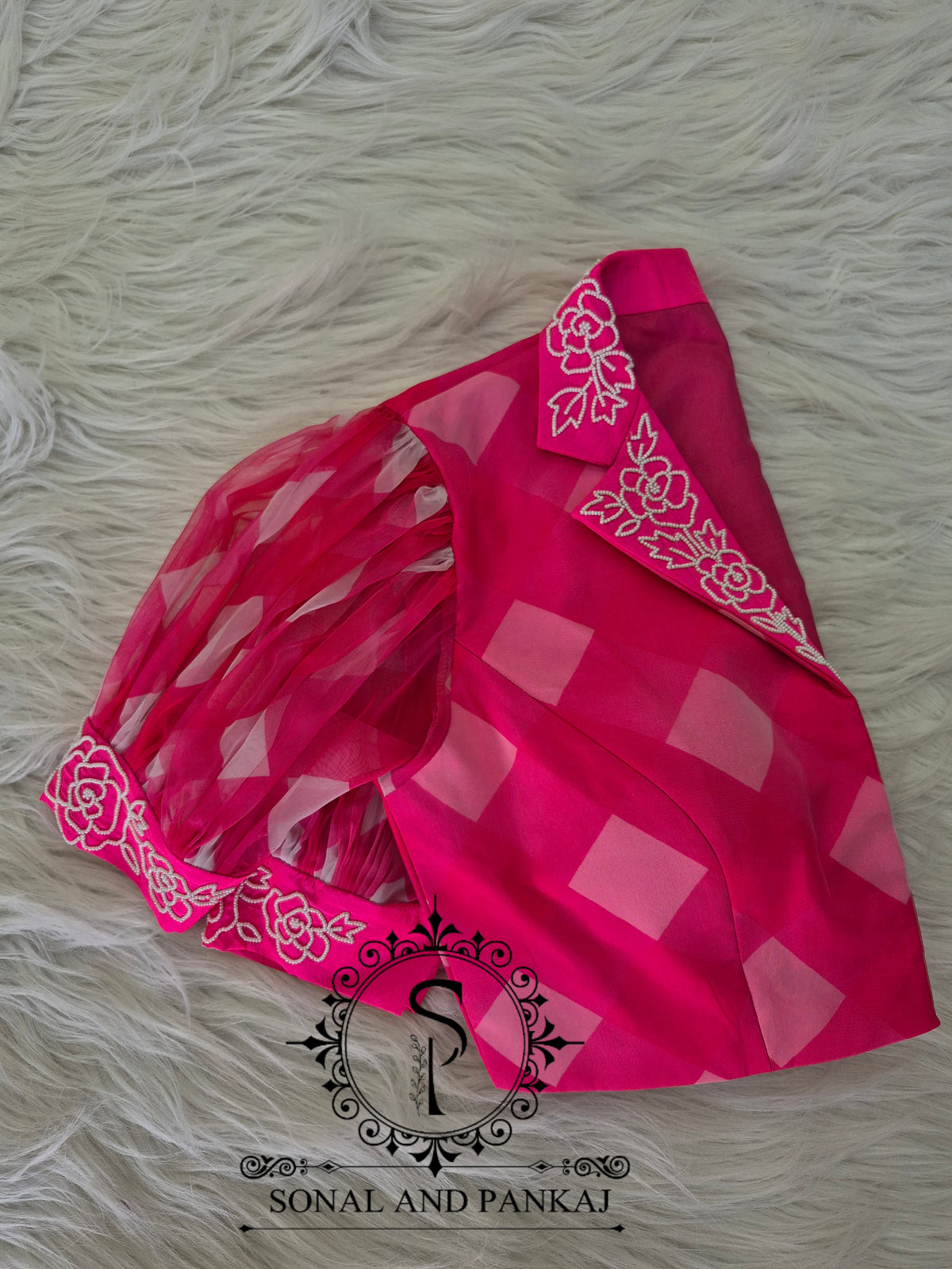 Designer Pink Hand Embroidered Blouse - BL01851