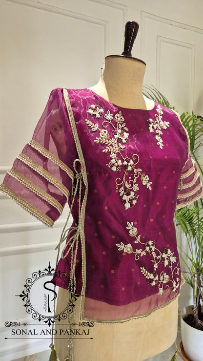 Royal Mewar Wine Saree with Long Blouse On Sale - SA01860-RTD