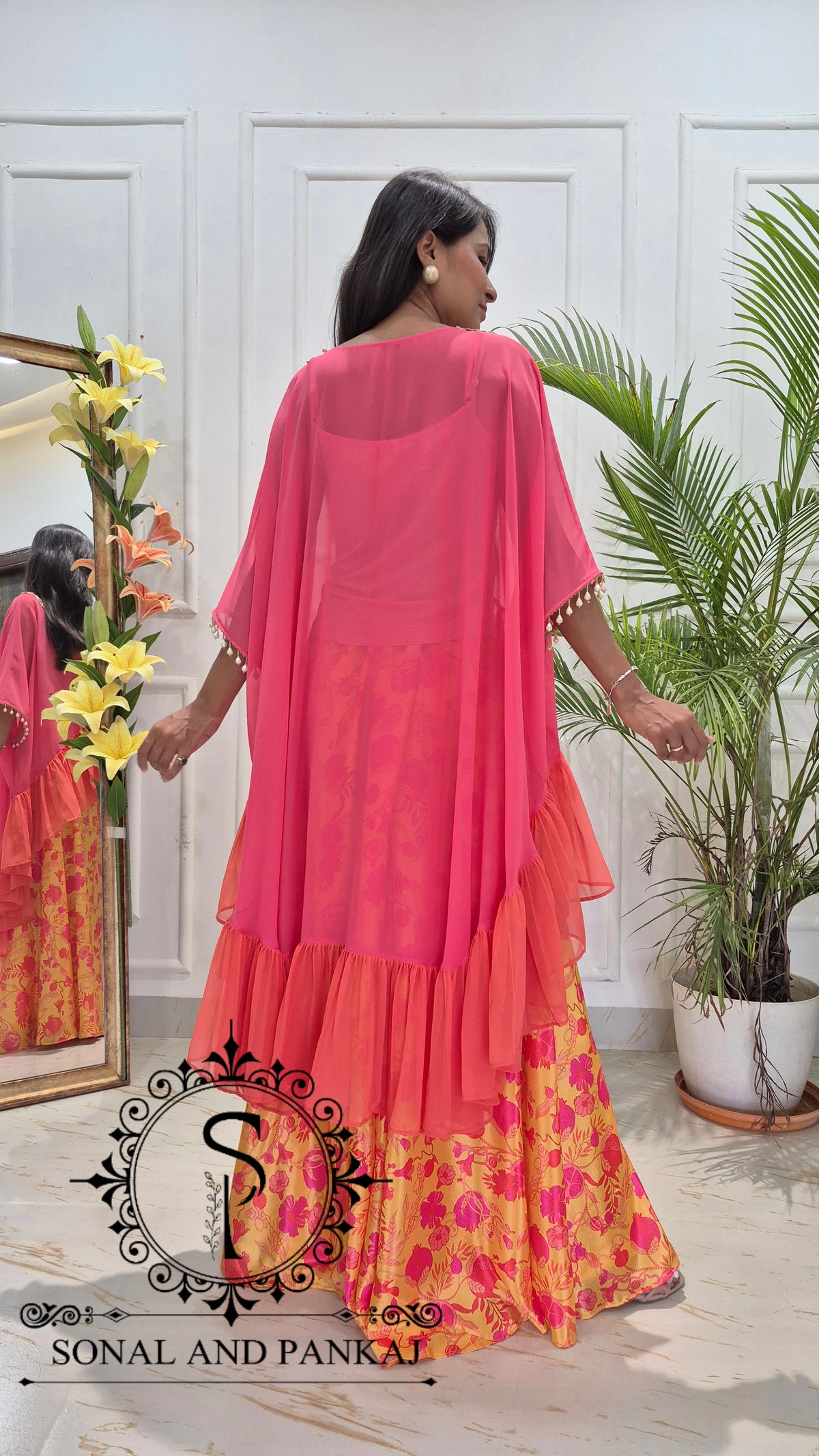 Caftan bleu à imprimé floral - RW01098