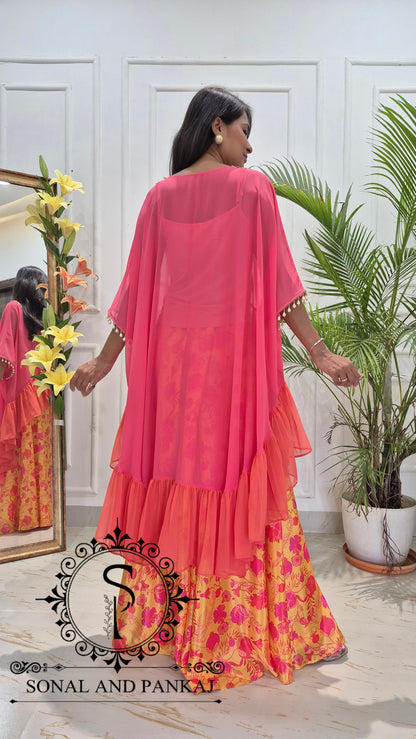 Caftan bleu à imprimé floral - RW01098