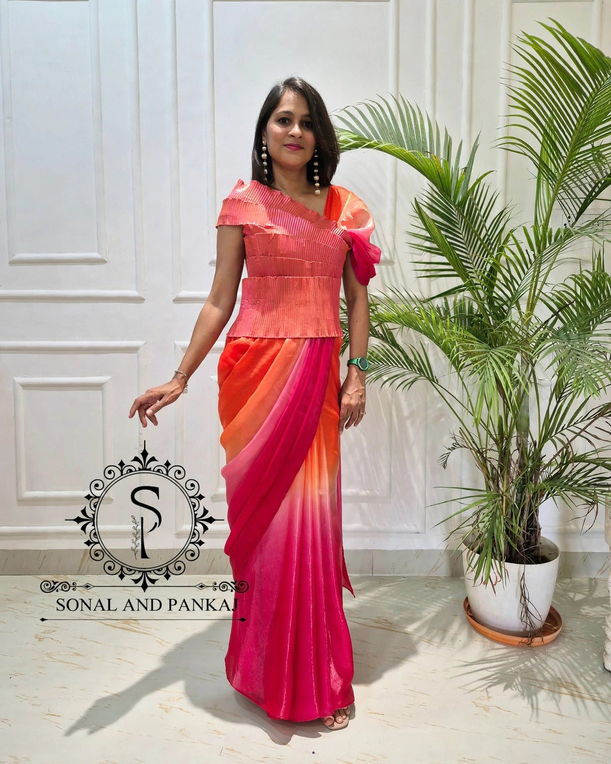 Desi Girl Vibe - Roohafza Pre-Pleated Saree & Top - SA01858