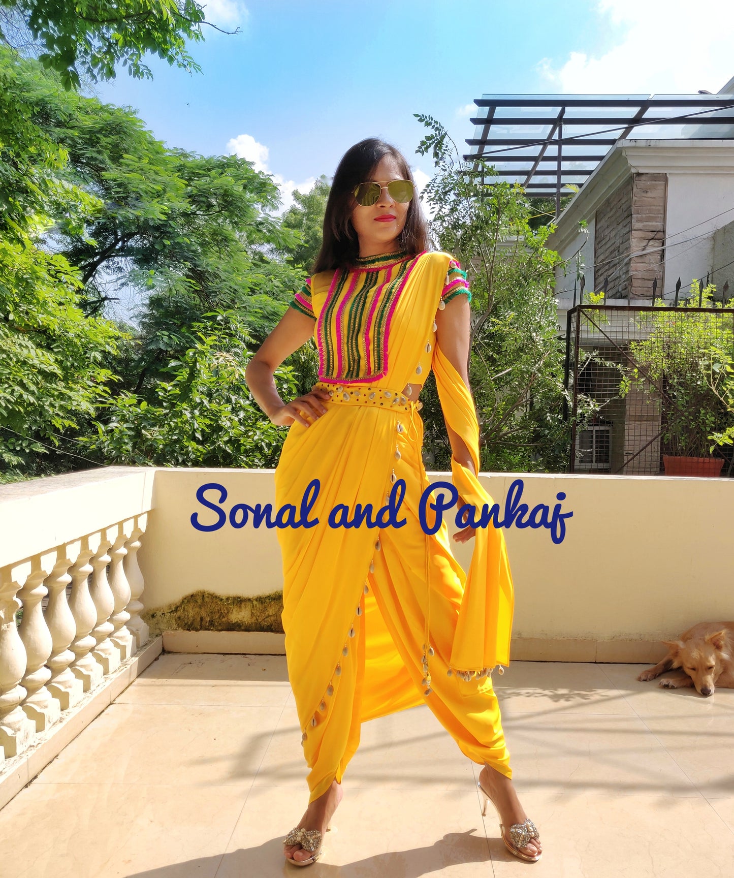 Designer Blouse With Turmeric Yellow Stylish Dhoti Saree - DS01321