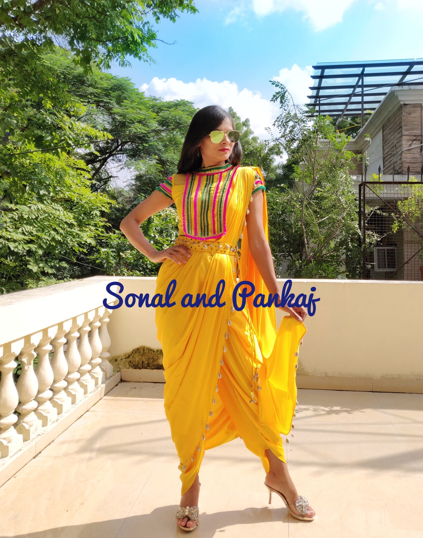 Designer Blouse With Turmeric Yellow Stylish Dhoti Saree - DS01321