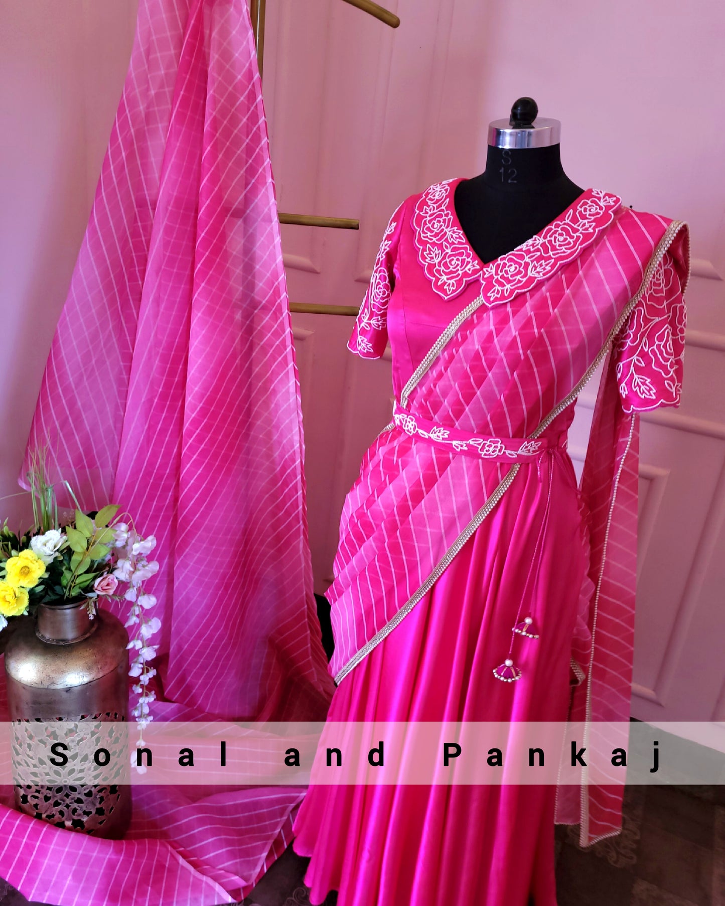 Prêt-à-porter Saree robe rose vif - SA01056