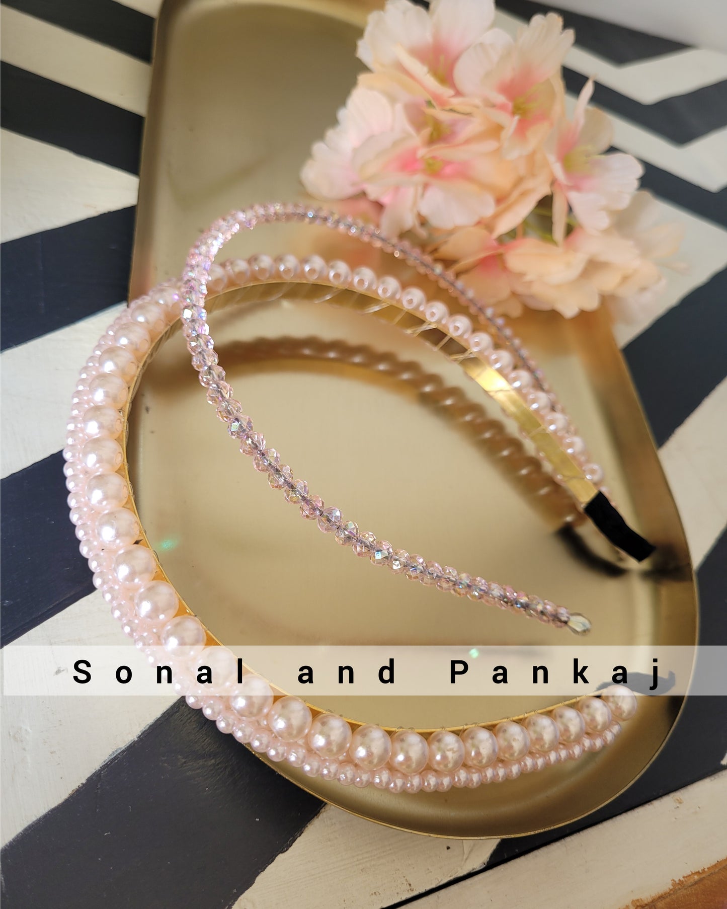 Bande de cheveux en perles rose bébé + 1 bande de cheveux en perles GRATUITE - HB01234