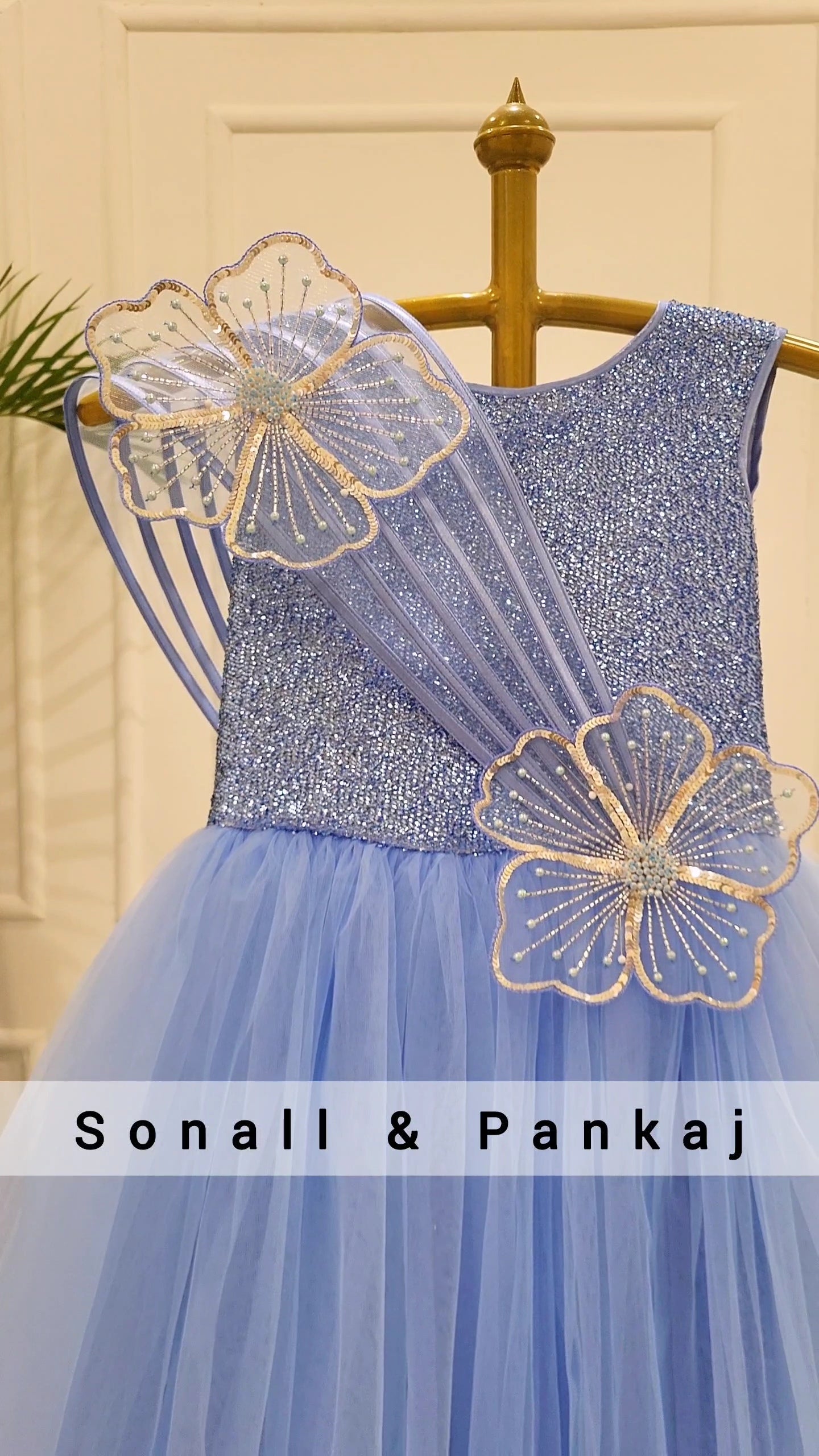Elsa - Ice Blue Floral Blossom Gown - KD01589