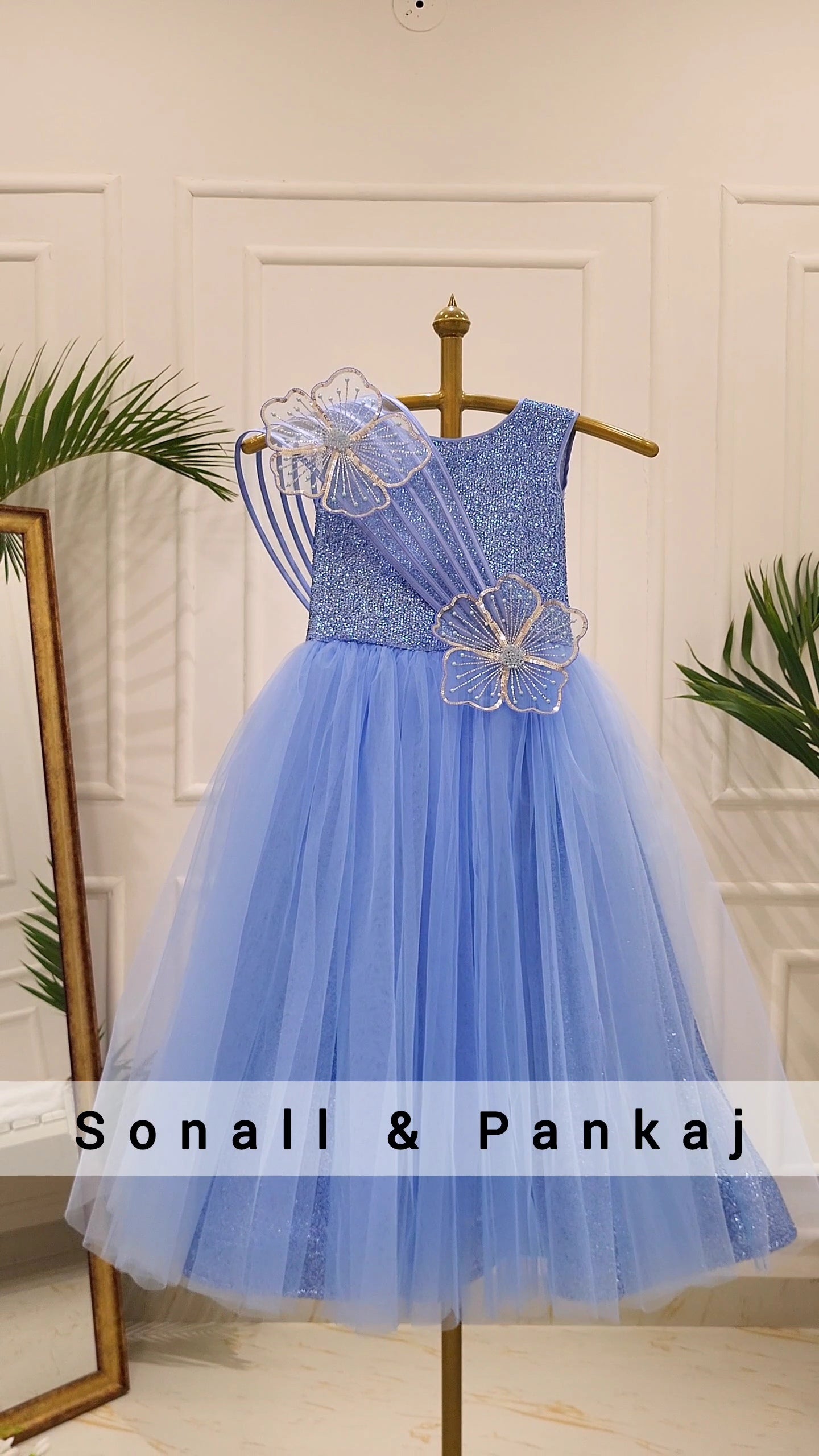 Elsa - Ice Blue Floral Blossom Gown - KD01589