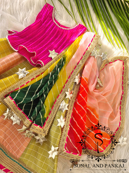 Cutie Pie 2.0 - Kalidaar Lehenga Leheriya Duppatta & Pleated Blouse - KD01633