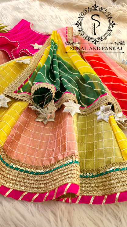 Cutie Pie 2.0 - Kalidaar Lehenga Leheriya Duppatta & Pleated Blouse - KD01633