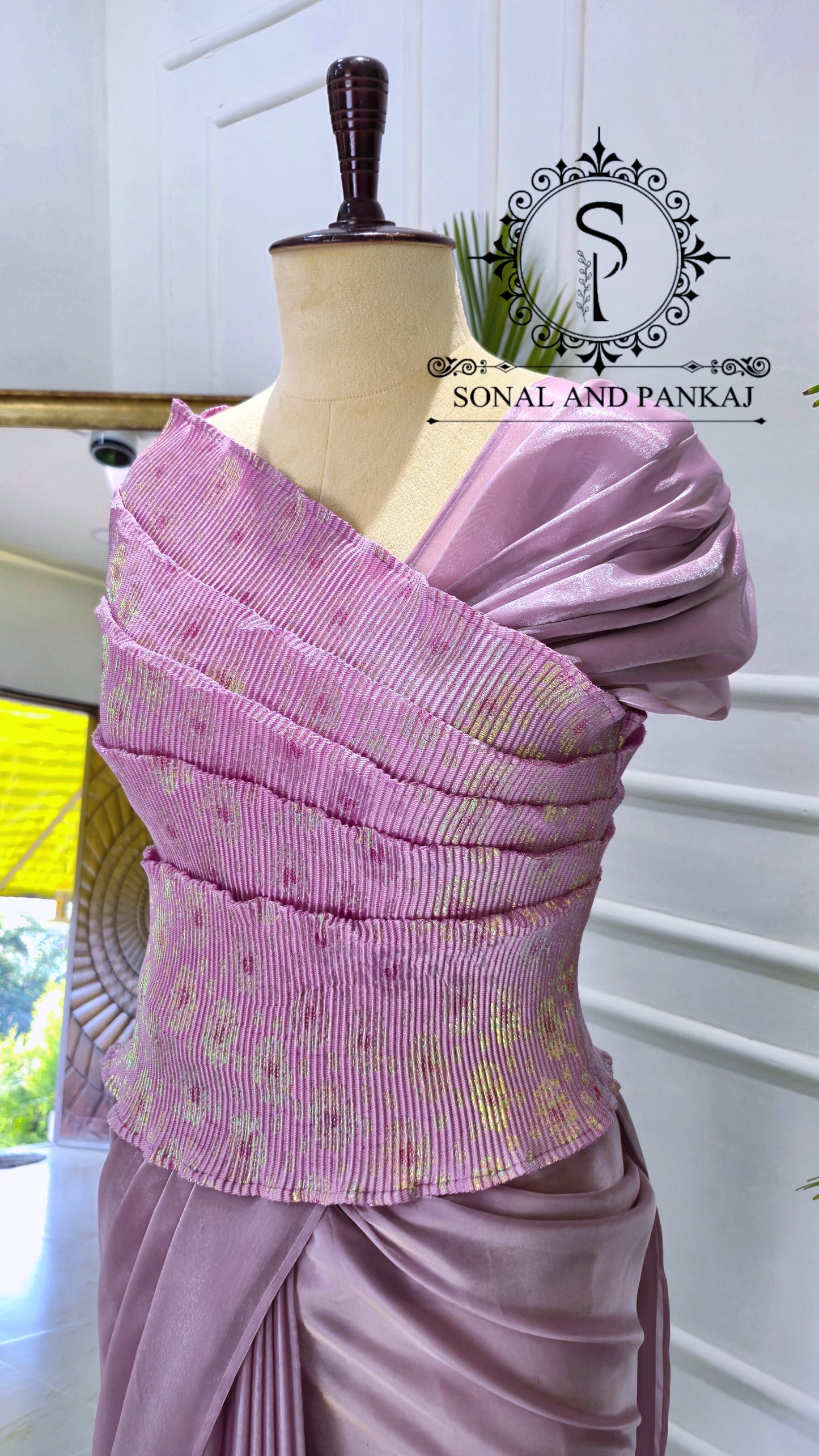 Desi Girl Vibe - Lusty Lavender Top & Pre-pleated Saree - SA01633
