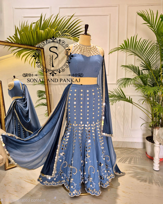 Chemisier de style veste brodée de paon 3D avec sari à volants prêt à porter - SA00727