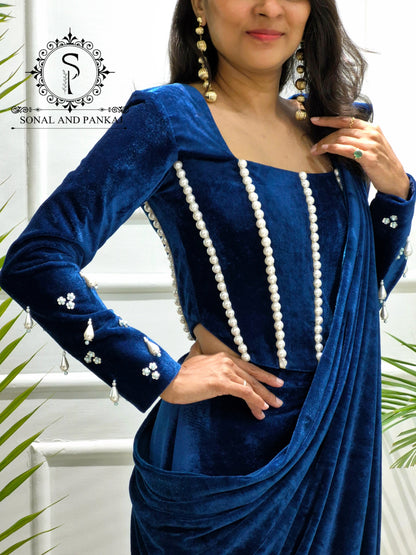 Sari imprimé bandhani rouge prêt à porter avec chemisier brodé à la main - SA00806