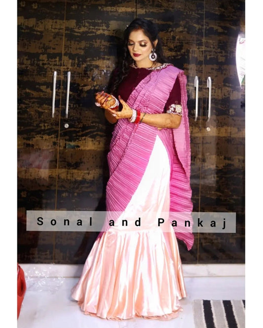 Ready To Wear Crushed Pallu Gown Saree - SA01307
