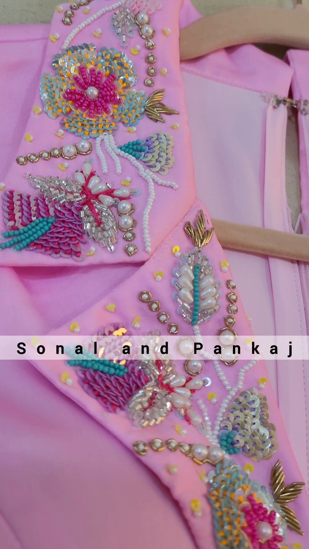 Baby Pink Hand Embroidered Ready To Wear Gown Saree - SA01228