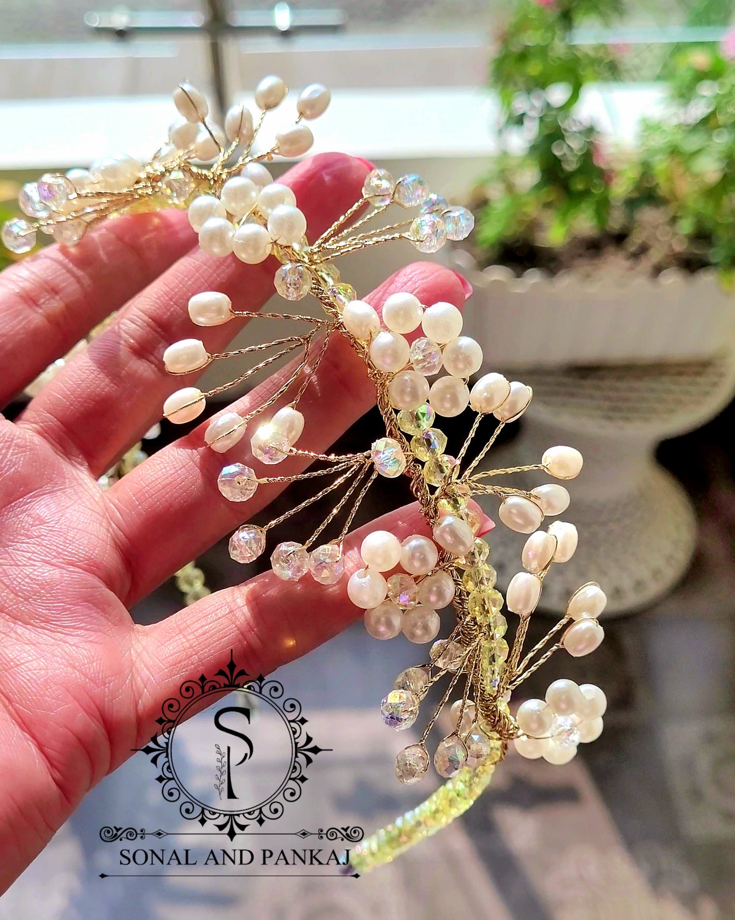 Bande de cheveux 3D en perles et perles de cristal (paquet de 1) - HB01280