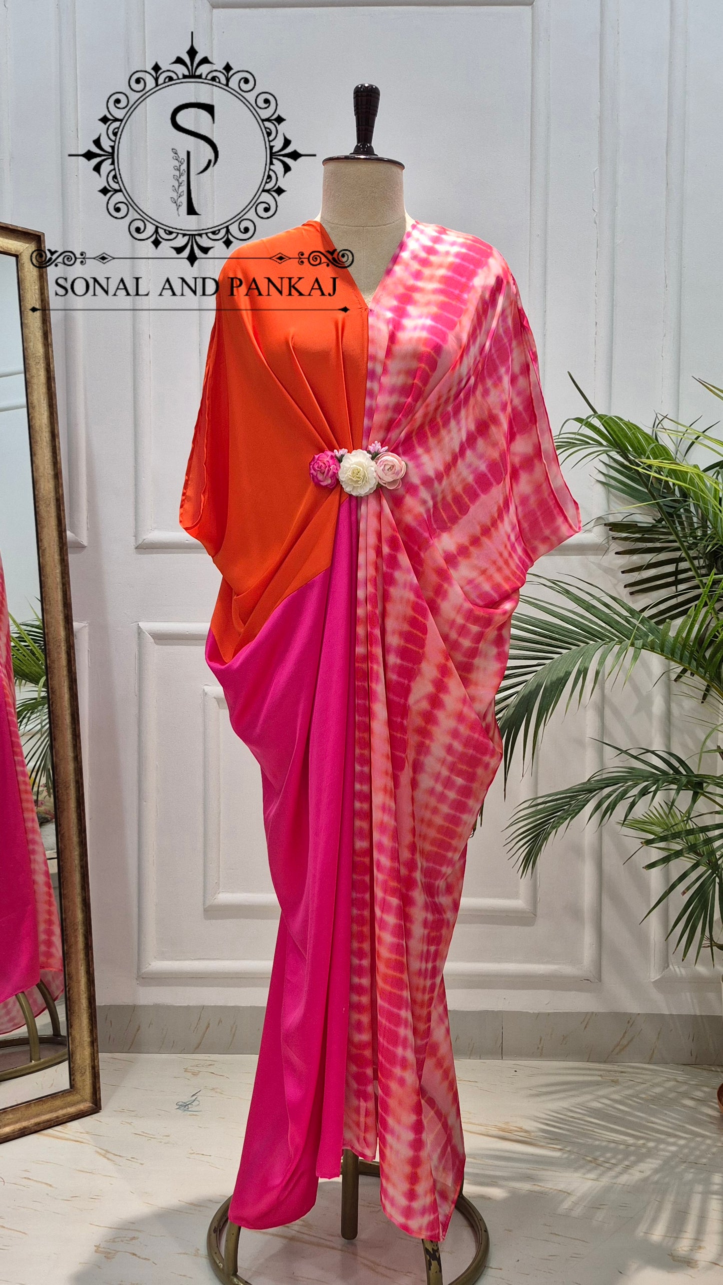 Caftan bleu à imprimé floral - RW01098