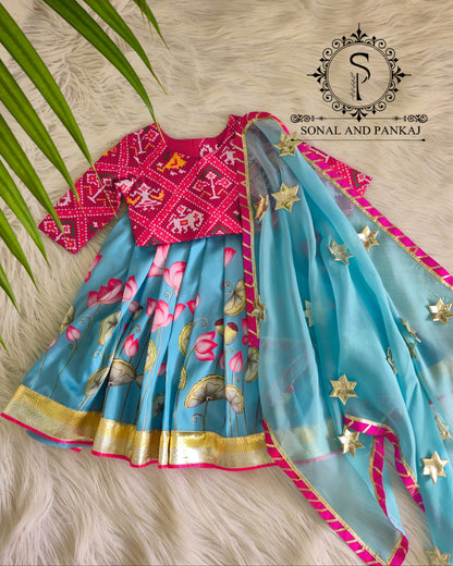 Rajkumari - Turquoise Blue Pichwai Ensemble by Sonal and Pankaj - KD01624