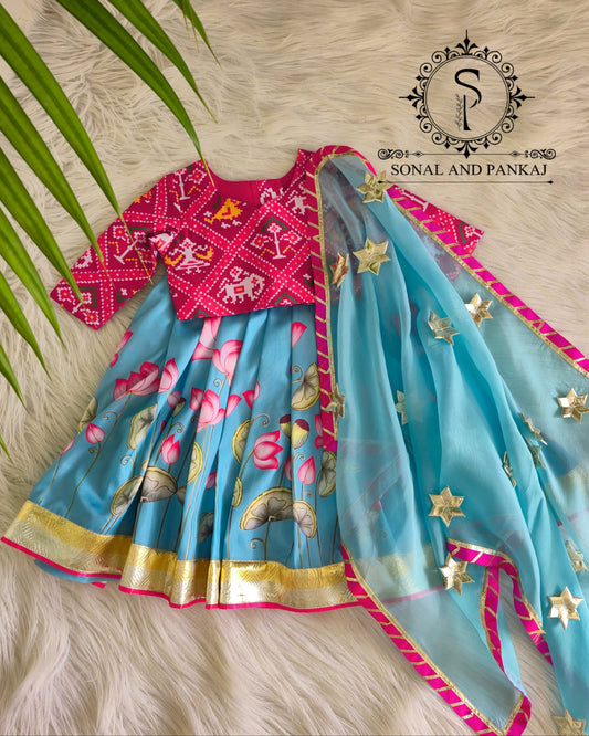 Rajkumari - Turquoise Blue Pichwai Ensemble by Sonal and Pankaj - KD01624