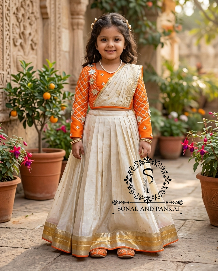 Kids Lehenga Choli - KD01810(Orange)