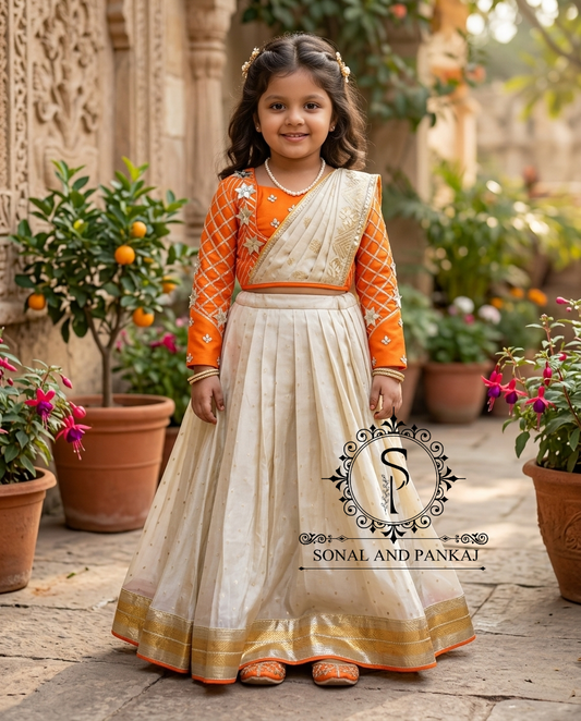 Kids Lehenga Choli - KD01810(Orange)