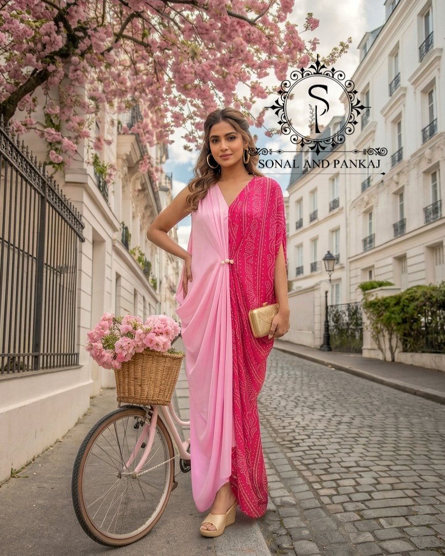 Caftan bleu à imprimé floral - RW01098