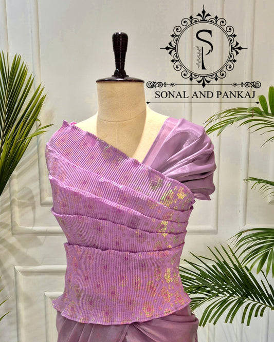 Desi Girl Vibe - Lusty Lavender Stretchable Top - SA01636 (Without Saree)