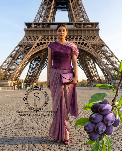 Desi Girl Vibe - Imperial Plum Pre-Pleated Saree - SA01820