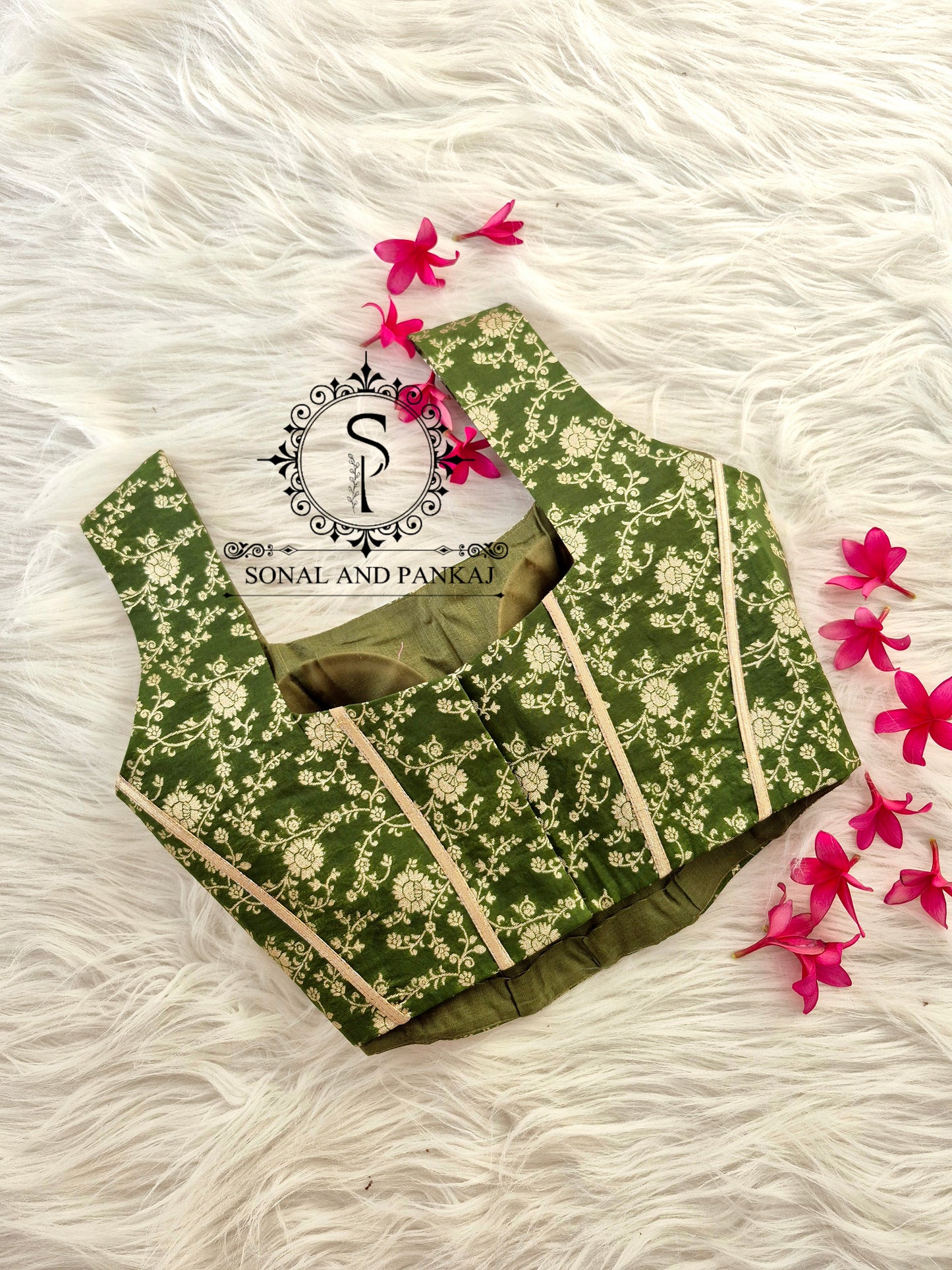 Chandani Corset Glam - Olive Green Corset Blouse & Designer Saree - SA01629