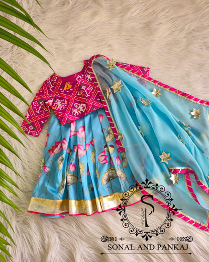 Rajkumari - Turquoise Blue Pichwai Ensemble by Sonal and Pankaj - KD01624