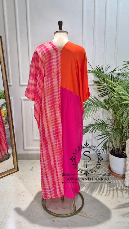 Caftan bleu à imprimé floral - RW01098