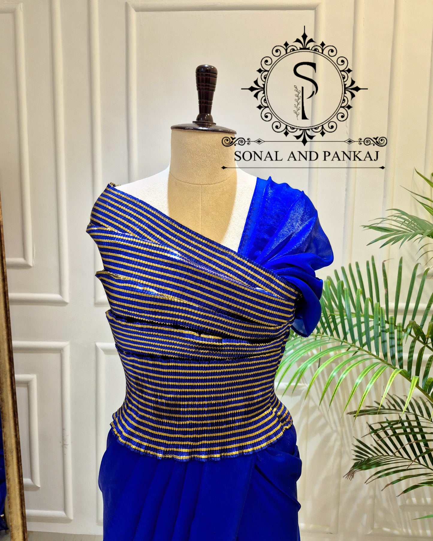 Desi Girl Vibe - Electric Royale Blue Stretchable Top - SA01642 (Without Saree)