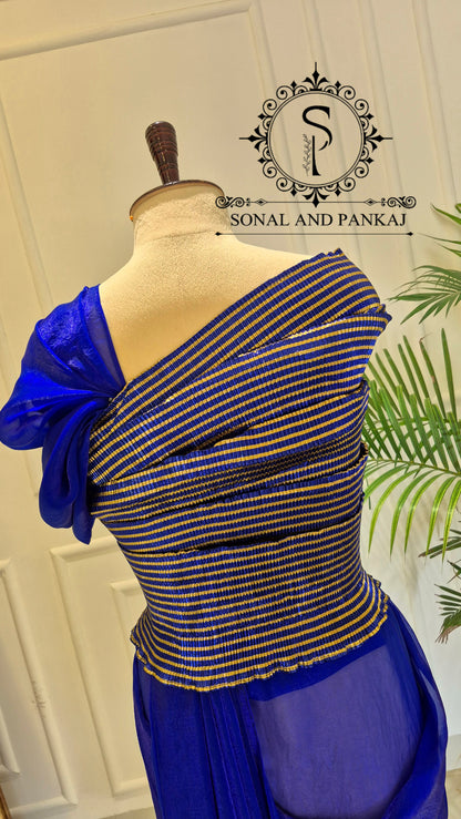 Desi Girl Vibe - Electric Royale Blue Stretchable Top - SA01642 (Without Saree)