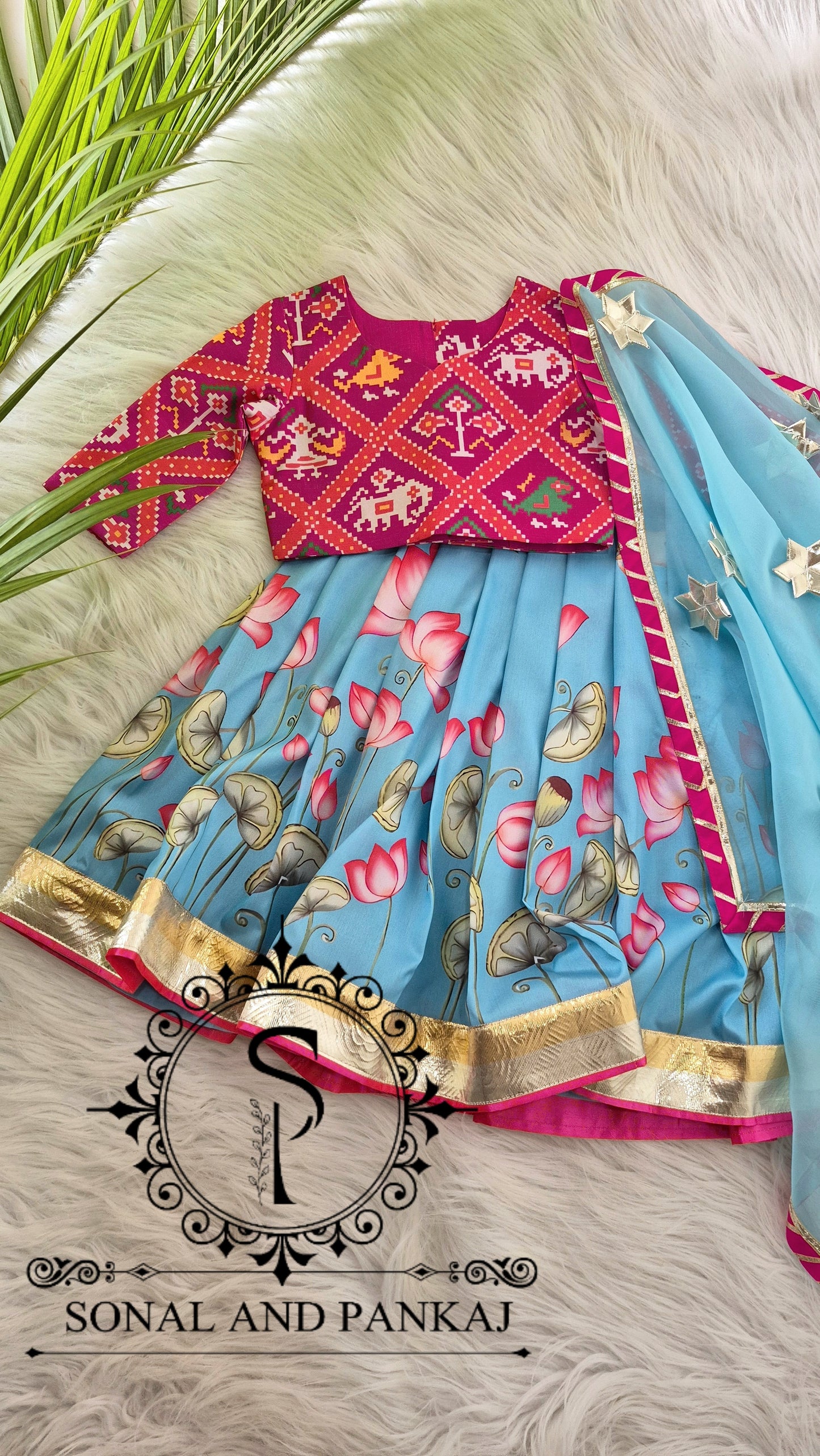 Rajkumari - Turquoise Blue Pichwai Ensemble by Sonal and Pankaj - KD01624