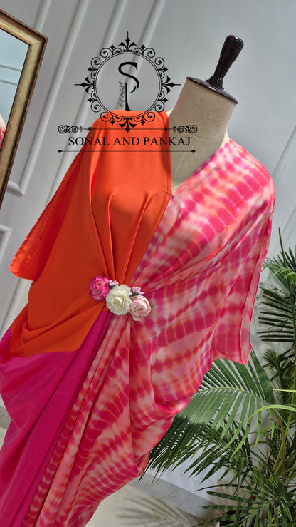 Caftan bleu à imprimé floral - RW01098