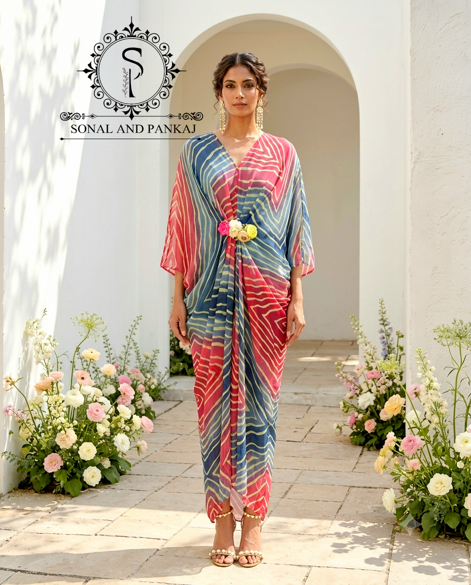 Pushpa - The Designer Leheriya Kaftan On Sale - RW01749