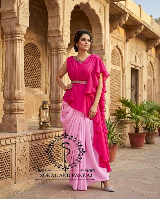 Fuchsia-Pink Pop-Color Cape & Cowl Set - LH01718