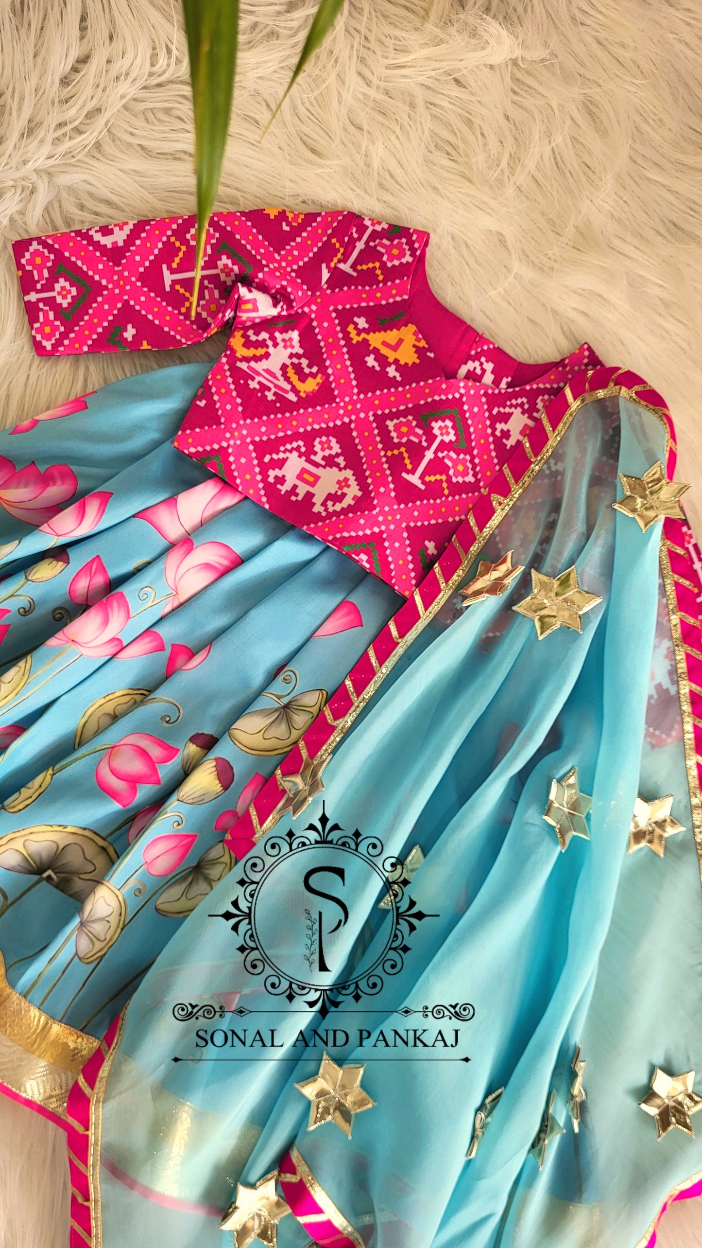 Rajkumari - Turquoise Blue Pichwai Ensemble by Sonal and Pankaj - KD01624