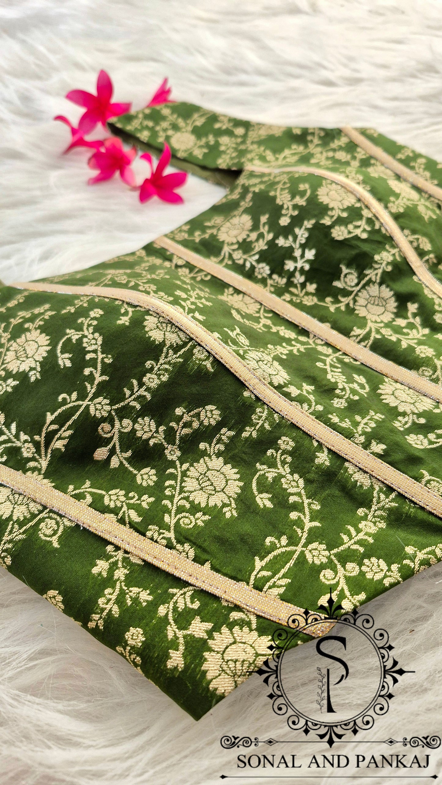 Chandani Corset Glam - Olive Green Corset Blouse & Designer Saree - SA01629