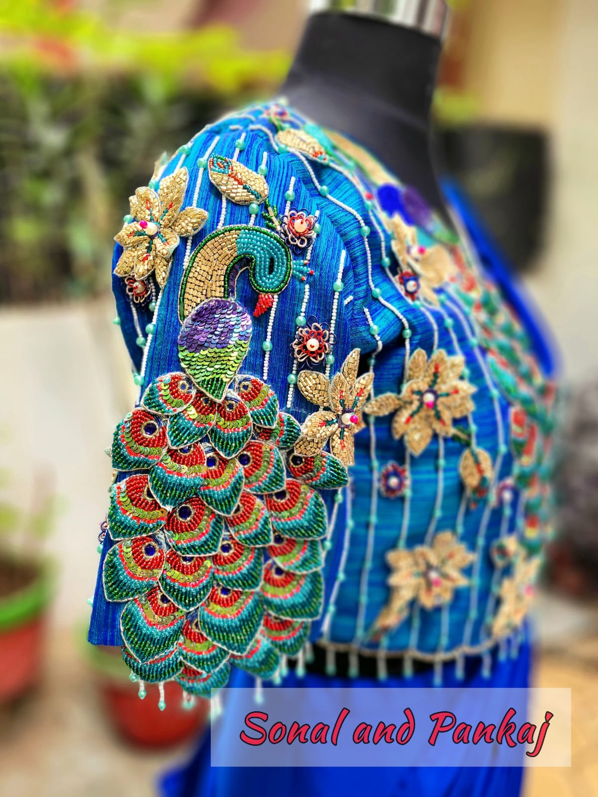 3d Peacock Hand Embroidered Blouse - BL00728