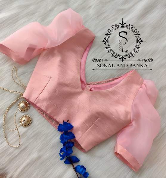 Baby Pink Jacket Style Designer Blouse Only - BL00761