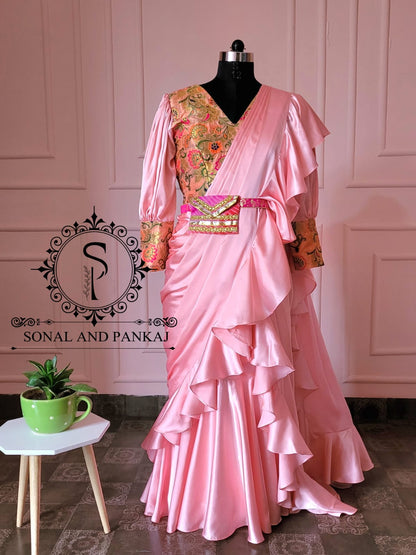 Prêt-à-porter robe drapée Saree - GN00973
