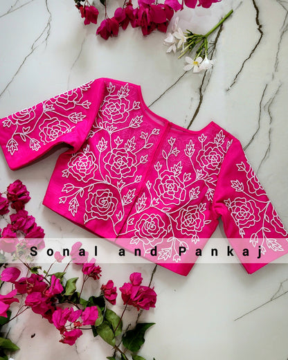 Rani Pink Hand Embroidered Blouse - BL01038