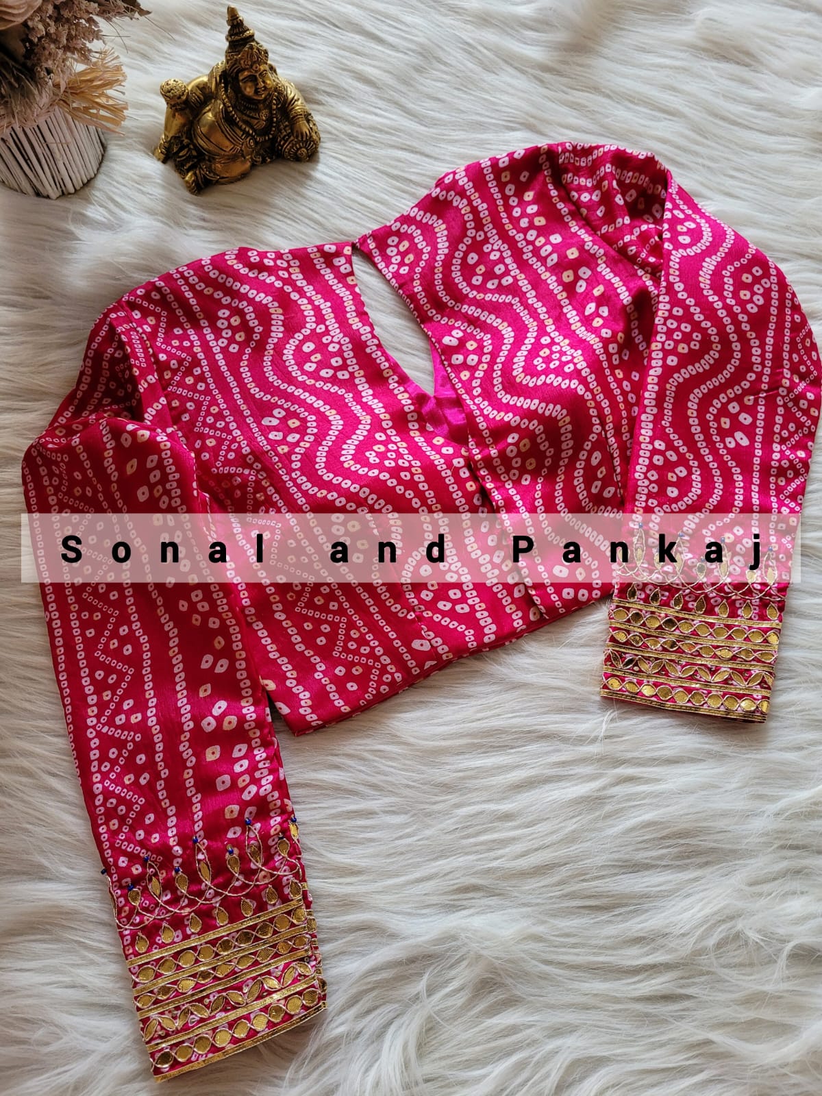 Pink Bandhani Gotta Patti Hand Embroidered Blouse - BL01044